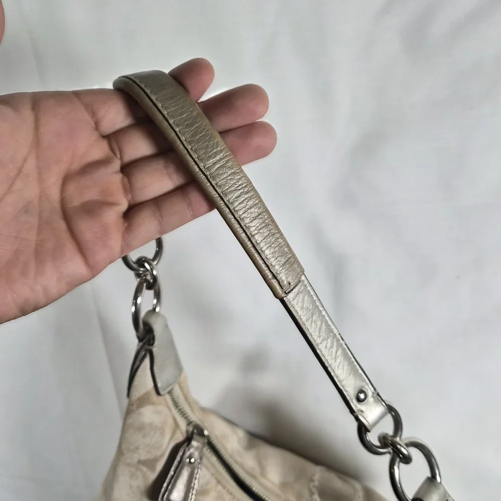 Y2k Coach Kristen Beige Embellished Hobo Bag 19340 Sequin
